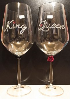 Set 2 pahare pentru vin rosu King & Queen